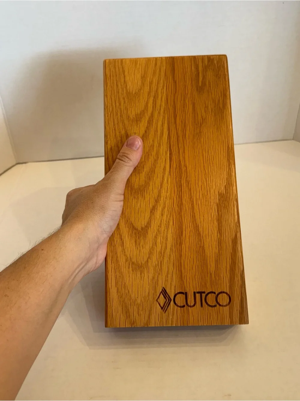 Cutco 5 Slot Oak Wood Knife Block Storage Space Saver Stand Or Hanging GUC $173